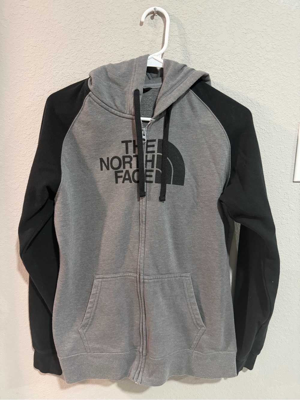 The North Face women’s Grey & Black Full-Zip Hooded Sweatshirt